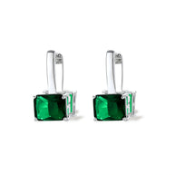 Modern square-cut cubic zirconia jewelry set with white gold plated chain, featuring emerald green or golden yellow stones.
