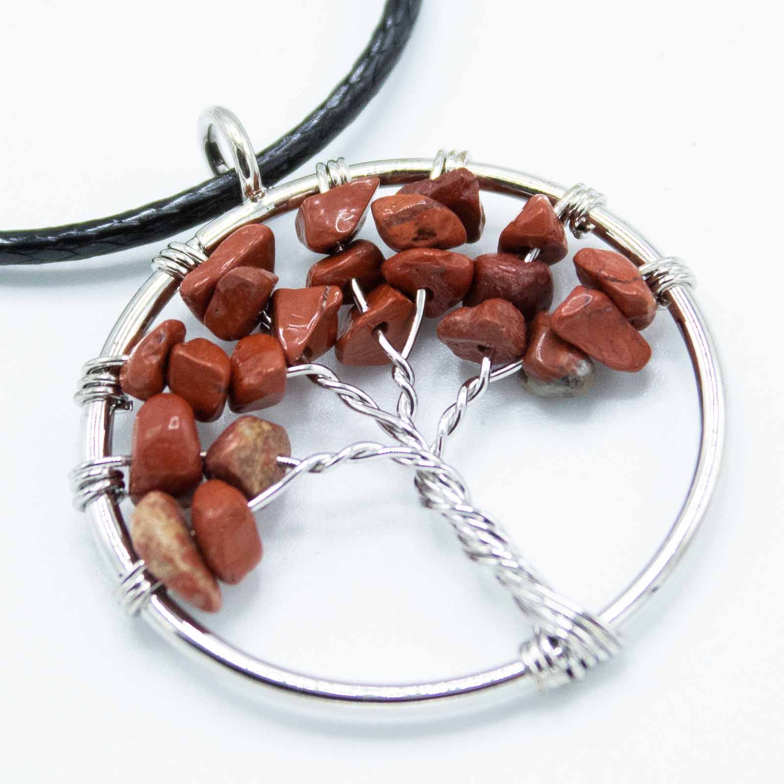 Livets träd-halsband med röd jaspis