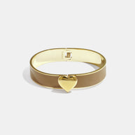 Khakifärgat emaljerat armband med guldfärgat hjärta
