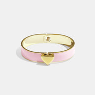 Ljusrosa emaljerat armband med guldfärgat hjärta