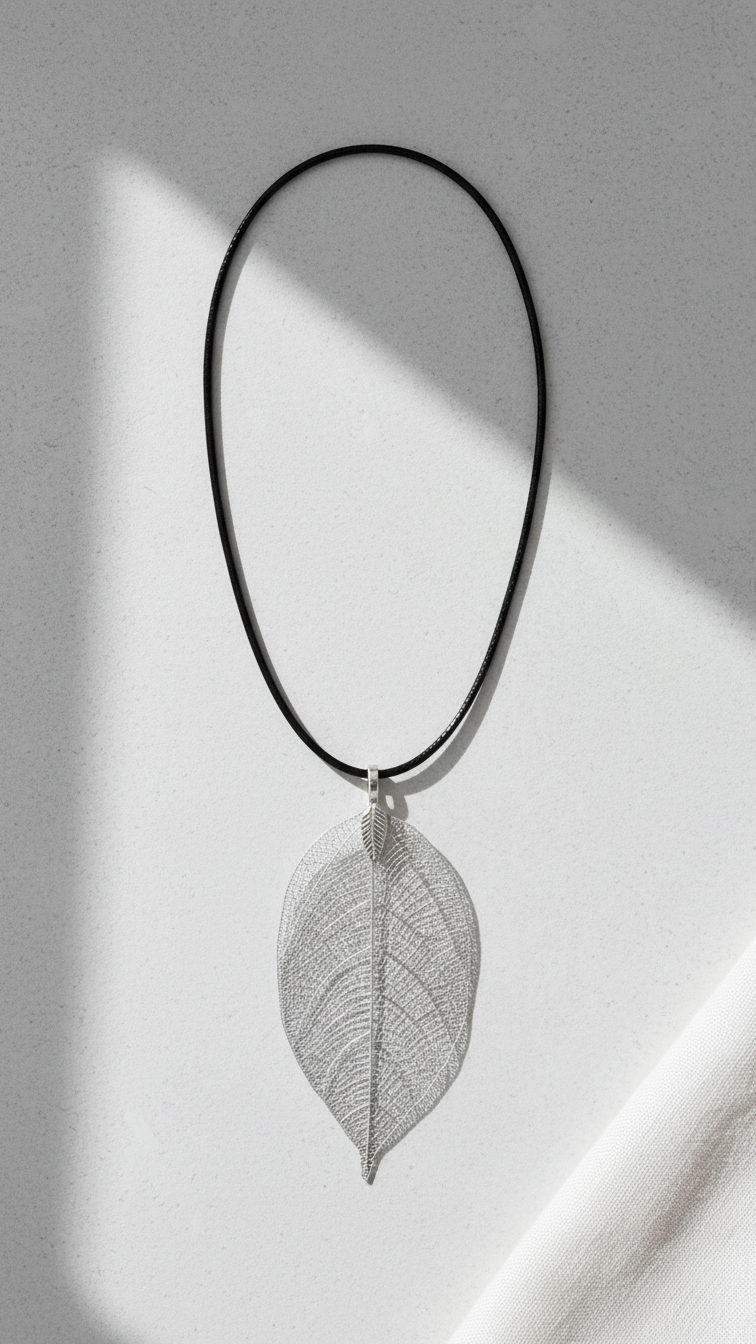 Halsband med äkta löv – symboliskt naturhänge