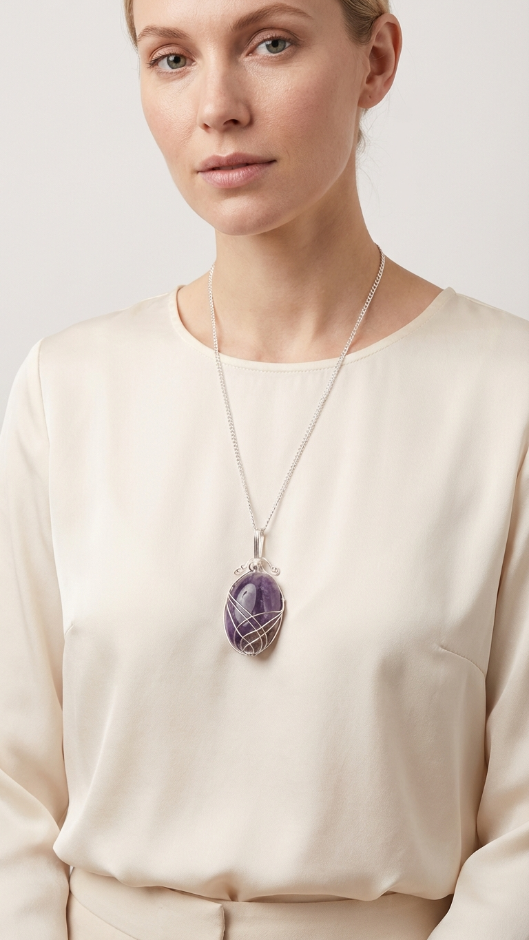 Halsband med ametist – swirltråd