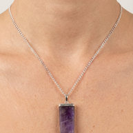 Halsband med ametist – platt kristallspets