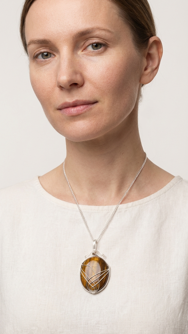 Halsband med tigeröga – swirltråd