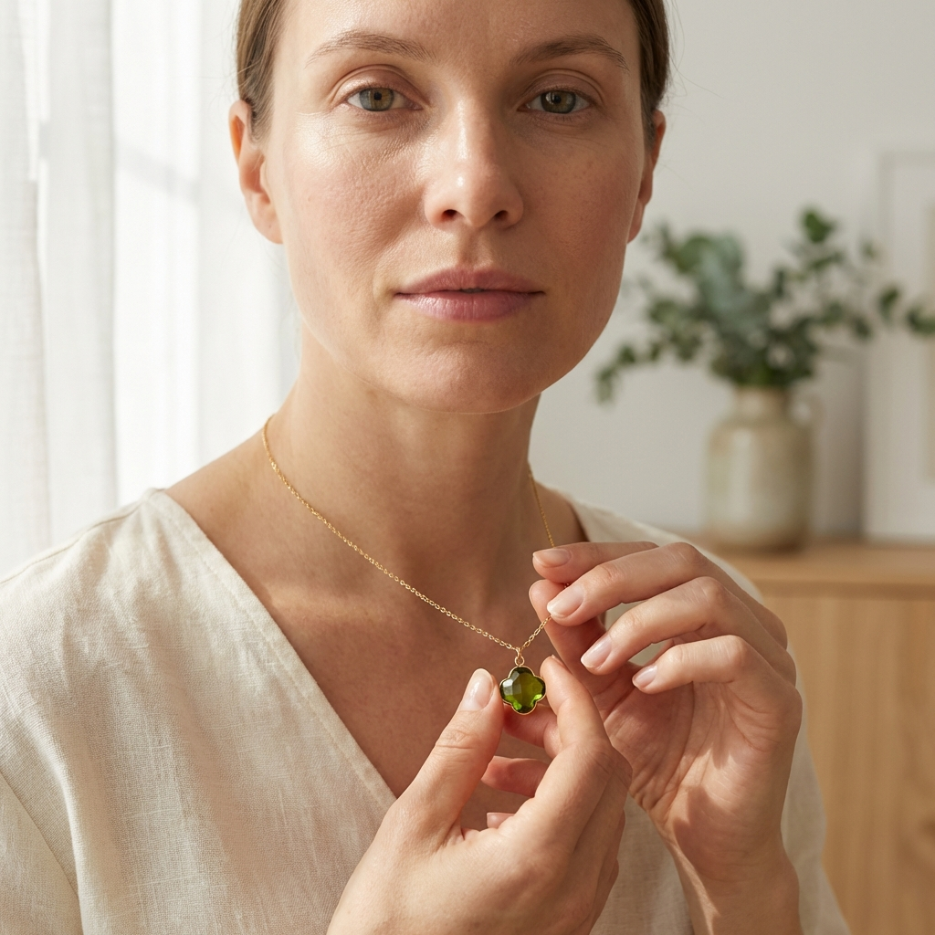 Halsband med peridot · Subhagya