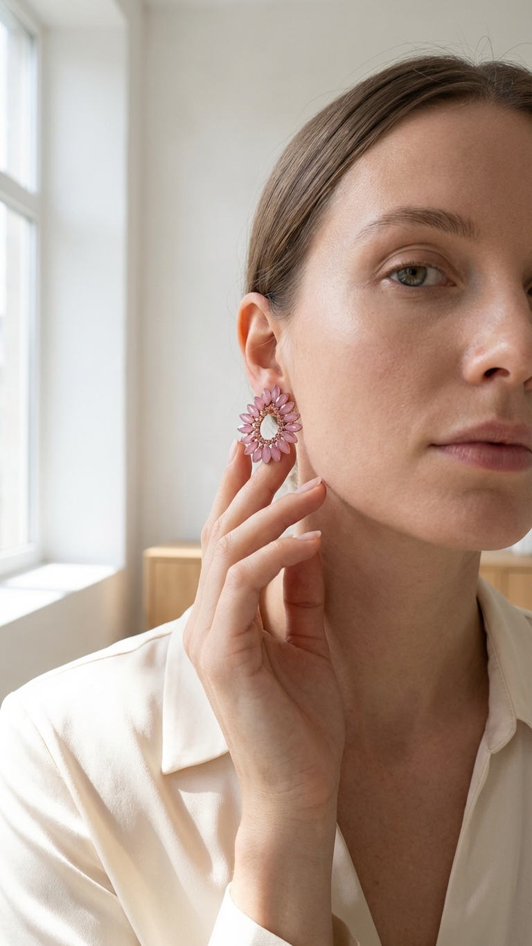 Örhängen i vintagelas · Rosétonad loop