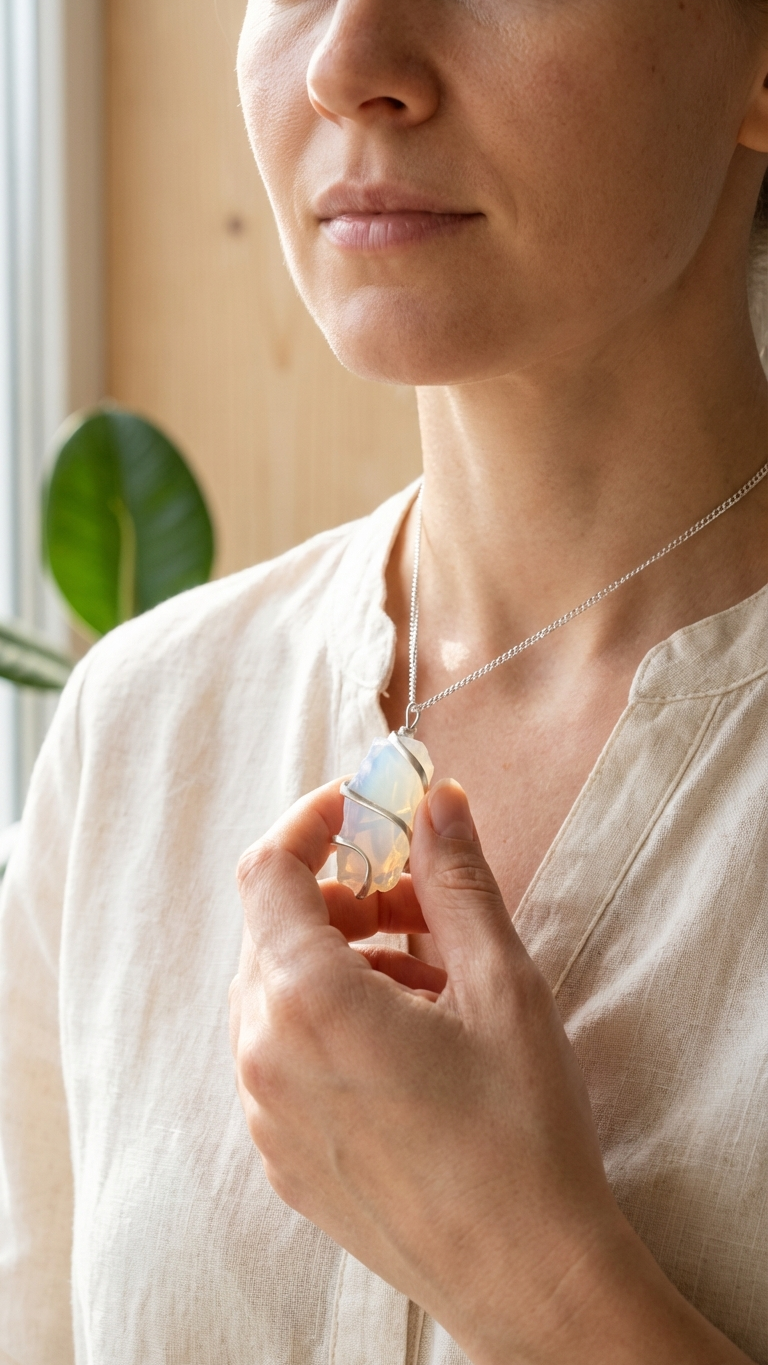 Halsband med opalit – kaskadtråd
