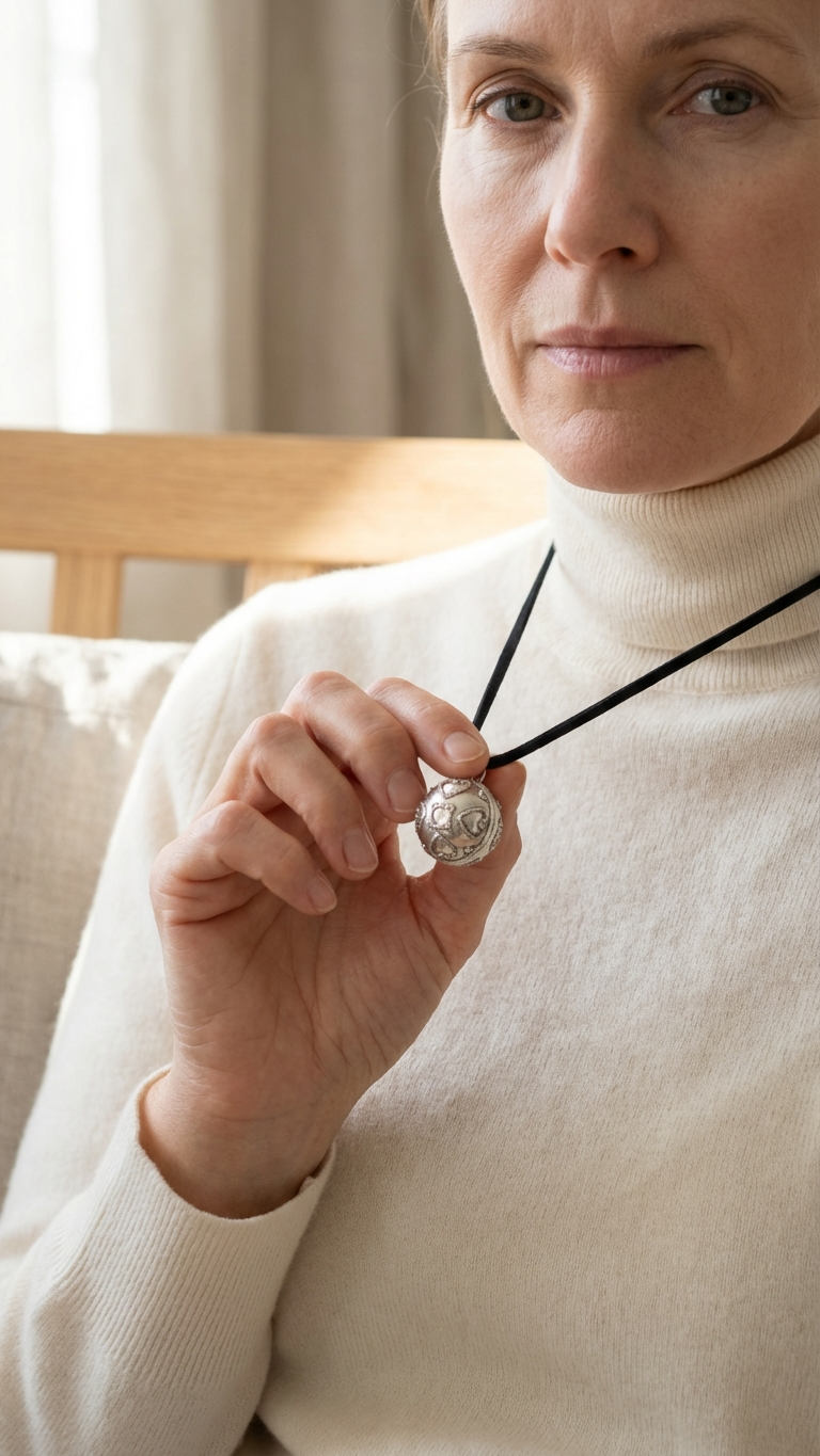 Halsband med silveränglaklocka – kärlek 12 mm