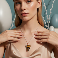 Halsband med tigeröga – ängelhänge