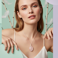 Halsband med rosenkvarts – swirltråd