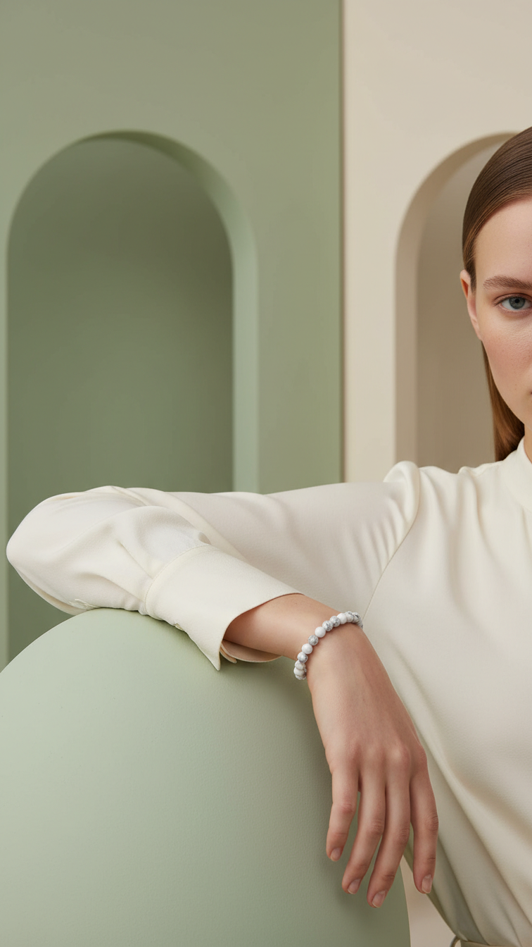 Armband med vit jaspis