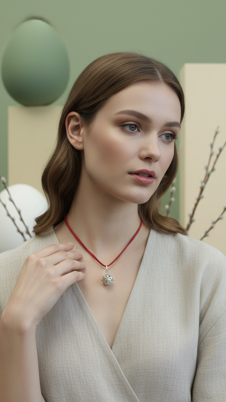 Halsband med silveränglaklocka – magisk design 18 mm