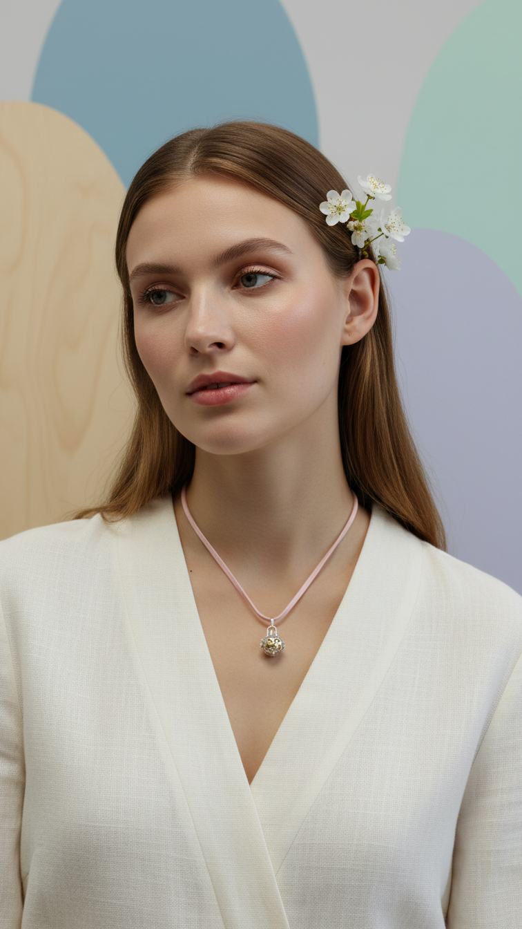 Halsband med silveränglaklocka – skyddsängel 16 mm