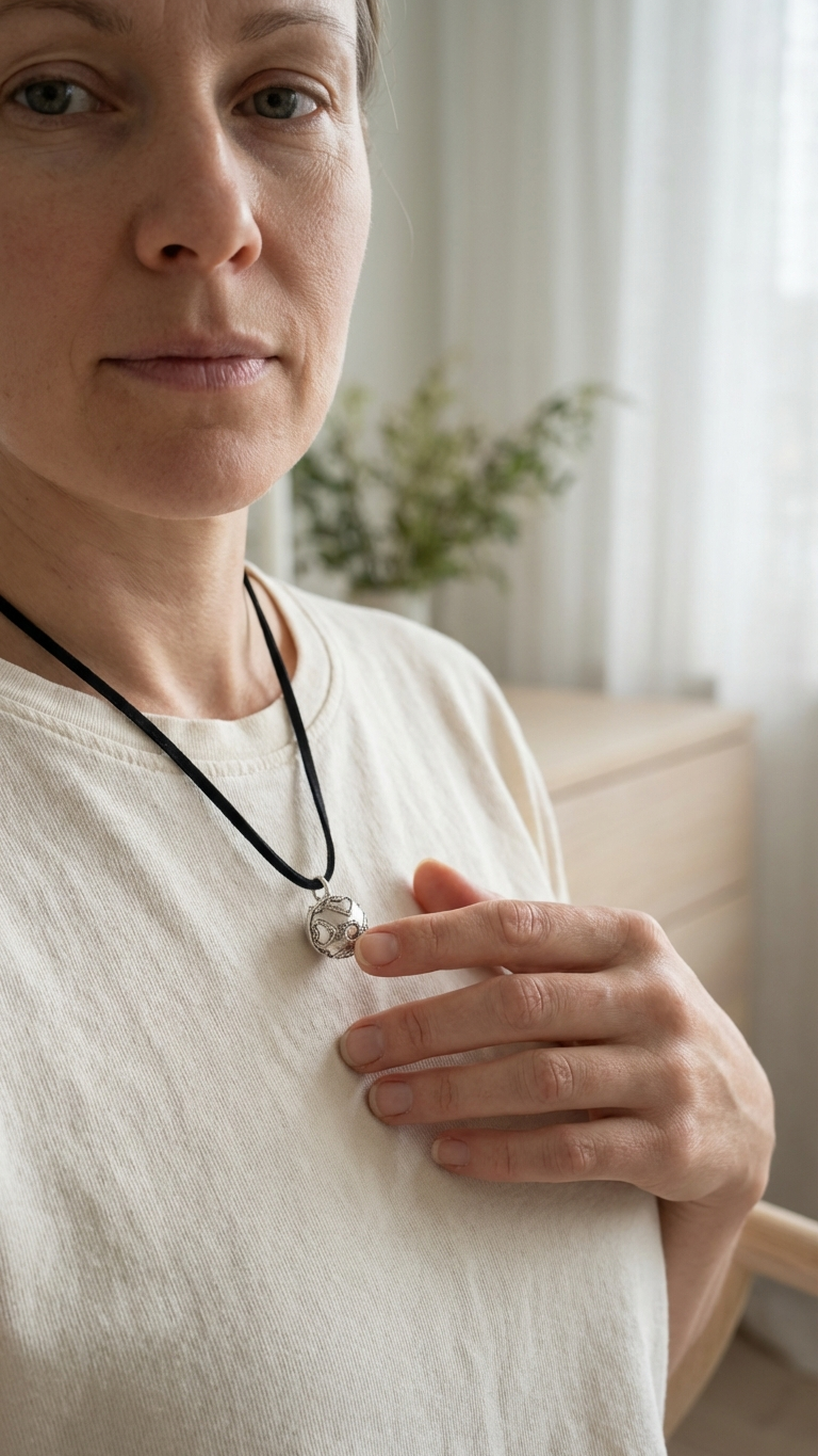 Halsband med silveränglaklocka – kärlek 12 mm
